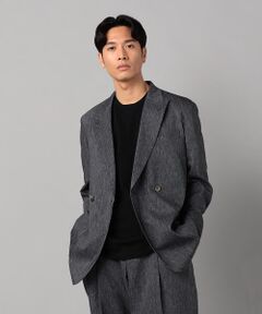 新品/定価3.9万円 コムサメン テーラードジャケット リネン混 M ストレッチ セール】 リネンストレッチ ダブルジャケット （テーラード