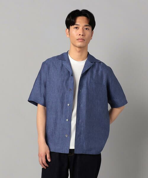 COMME CA MEN / コムサ・メン シャツ・ブラウス | フレンチリネン オープンアロハシャツ(ネイビー)