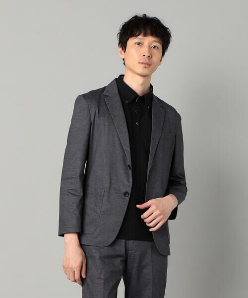 COMME CA MEN / コムサ・メン テーラードジャケット | 【セットアップ対応】エアードットジャージープリント パッチポケットジャケット(チャコールグレー)