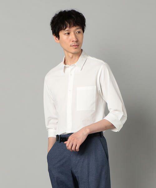 COMME CA MEN / コムサ・メン シャツ・ブラウス | TIOTIO加工 シアサッカージャージー 七分袖シャツ(ホワイト)