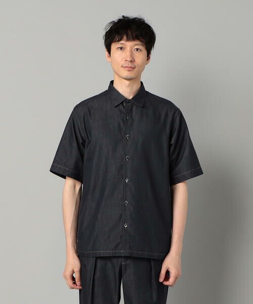 セール】 岡山織り超長綿高密度デニム レギュラーカラー半袖
