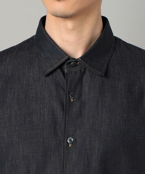 COMME CA MEN / コムサ・メン シャツ・ブラウス | 岡山織り超長綿高密度デニム レギュラーカラー半袖シャツ | 詳細14