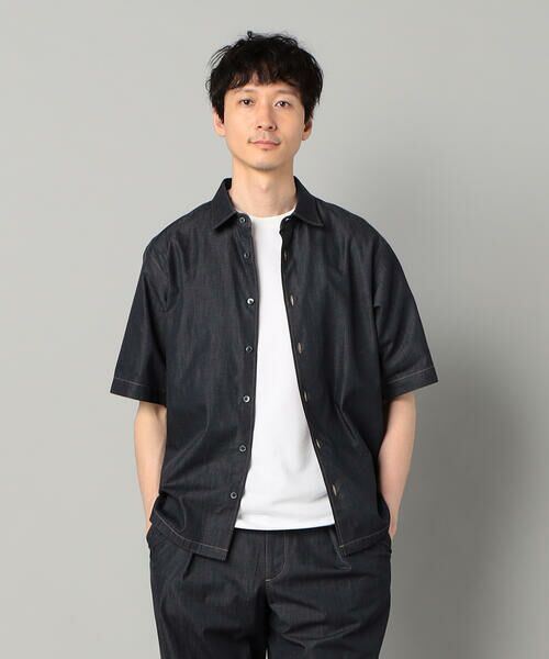 COMME CA MEN / コムサ・メン シャツ・ブラウス | 岡山織り超長綿高密度デニム レギュラーカラー半袖シャツ | 詳細8