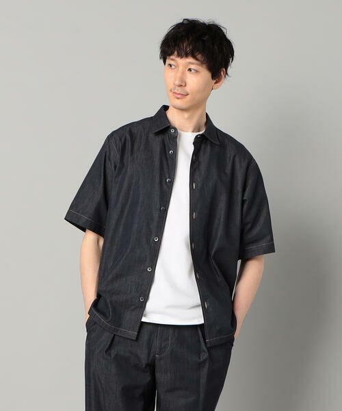 COMME CA MEN / コムサ・メン シャツ・ブラウス | 岡山織り超長綿高密度デニム レギュラーカラー半袖シャツ | 詳細9