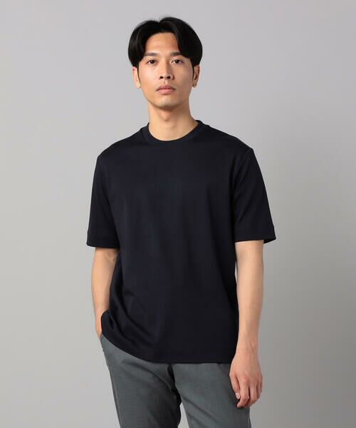 COMME CA MEN / コムサ・メン Tシャツ | シルキースムースジャケ Tシャツ(ネイビー)