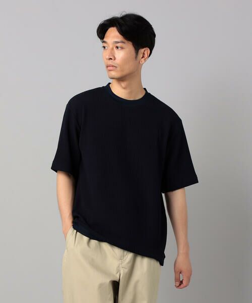 COMME CA MEN / コムサ・メン Tシャツ | ジャカード Tシャツ(ネイビー)