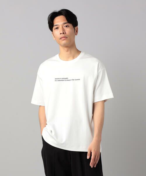 COMME CA MEN / コムサ・メン Tシャツ | シルキースムース ロゴTシャツ(ホワイト)