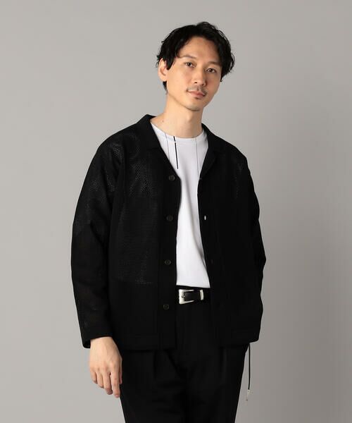 COMME CA MEN / コムサ・メン カーディガン・ボレロ | メッシュ編み ニットシャツ(ブラック)
