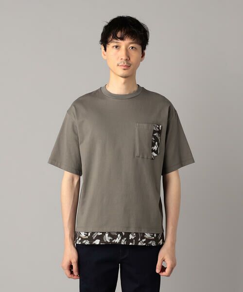 COMME CA MEN / コムサ・メン Tシャツ | ブラッシュドプリント切替 Tシャツ | 詳細5