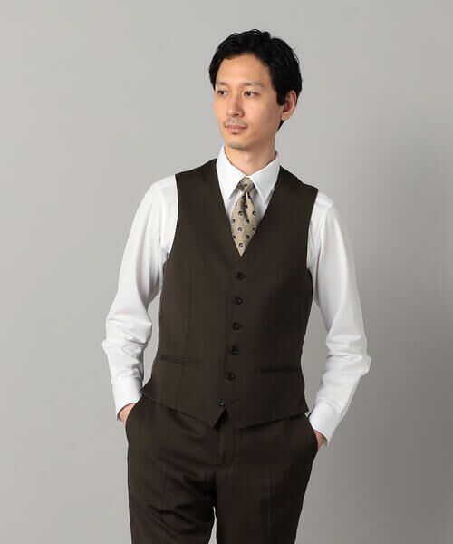 COMME CA MEN / コムサ・メン セットアップ | 【セットアップ対応】チェルッティ プレステージ super130's ウールギャバ ベスト(ダークブラウン)