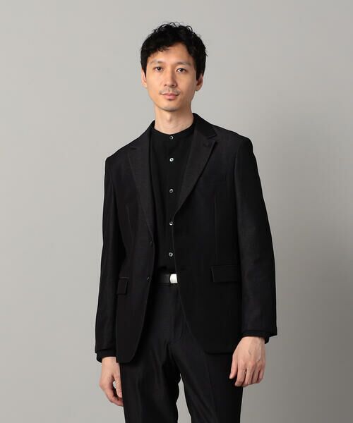 COMME CA MEN / コムサ・メン Gジャン・デニムジャケット | 【セットアップ対応】2WAY デニムルックジャージー ジャケット(ブラック)