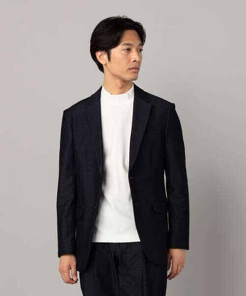 COMME CA MEN / コムサ・メン Gジャン・デニムジャケット | 【セットアップ対応】2WAY デニムルックジャージー ジャケット(ネイビー)