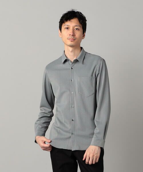 COMME CA MEN/コムサ・メン 和歌山編み 千鳥柄ジャージー キーボードシャツ ブラック L COMME CA MEN/コムサ・メン 和歌山編み 千鳥柄ジャージー キーボードシャツ ブラック L