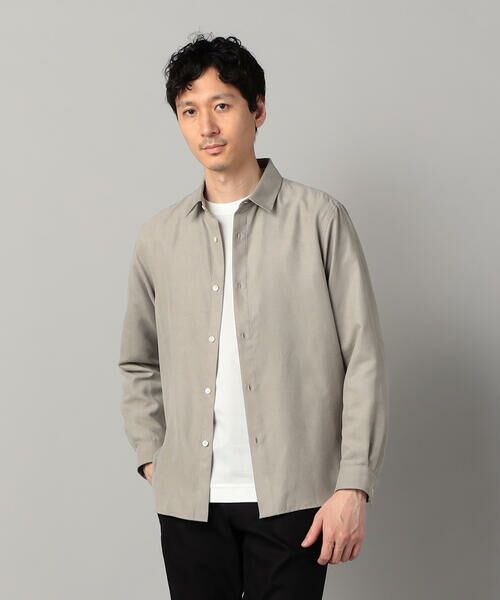 COMME CA MEN/コムサ・メン ビーガンスエード レギュラーカラーシャツ ライトグレー M COMME CA MEN/コムサ・メン ビーガンスエード レギュラーカラーシャツ ライトグレー M