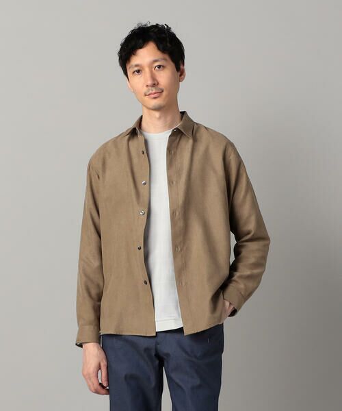 COMME CA MEN/コムサ・メン ビーガンスエード レギュラーカラーシャツ ベージュ XL COMME CA MEN/コムサ・メン ビーガンスエード レギュラーカラーシャツ ベージュ XL