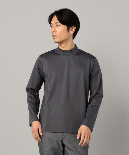 COMME CA MEN/コムサ・メン シルキーポンチ モックネック長袖Tシャツ チャコールグレー L COMME CA MEN/コムサ・メン シルキーポンチ モックネック長袖Tシャツ チャコールグレー L