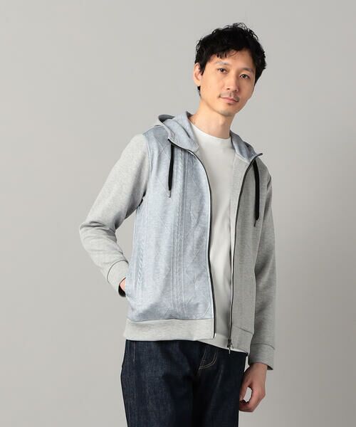 COMME CA MEN / コムサ・メン パーカー | ケーブルコンビ ジップパーカ(グレー)