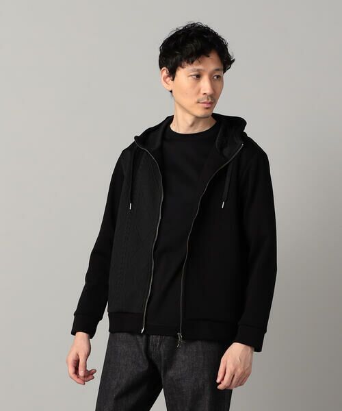 COMME CA MEN / コムサ・メン パーカー | ケーブルコンビ ジップパーカ(ブラック)