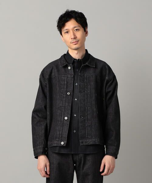 COMME CA MEN / コムサ・メン Gジャン・デニムジャケット | 岡山 児島産 セルビッチデニムブルゾン(ブラック)