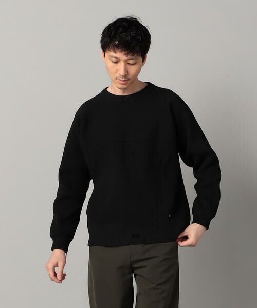 COMME CA MEN / コムサ・メン ニット・セーター | ワイドシルエット 片畦ニット(ブラック)