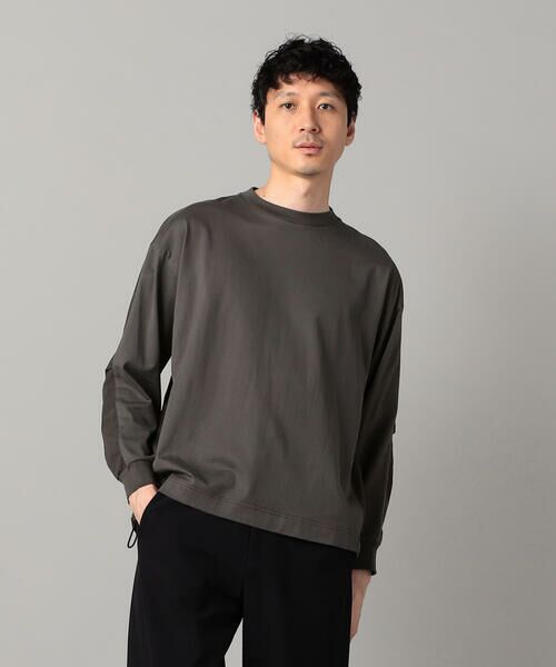 COMME CA MEN / コムサ・メン カットソー | 異素材切替 ロンT(チャコールグレー)