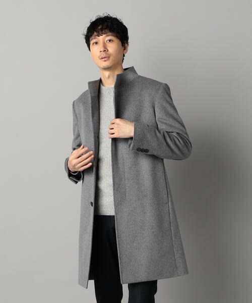 COMME CA MEN/コムサ・メン アンゴラビーバー イタリアンカラーコート グレー XL COMME CA MEN/コムサ・メン アンゴラビーバー イタリアンカラーコート グレー XL