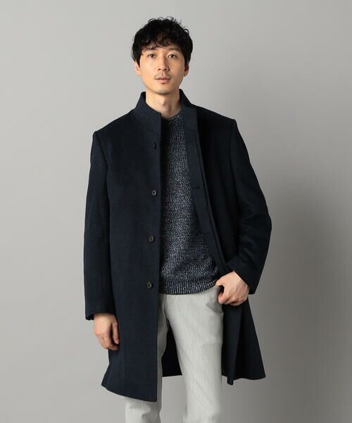 COMME CA MEN/コムサ・メン アンゴラビーバー イタリアンカラーコート ネイビー M COMME CA MEN/コムサ・メン アンゴラビーバー イタリアンカラーコート ネイビー M