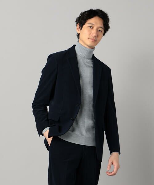 COMME CA MEN/コムサ・メン 【セットアップ対応】福井産トリコットコーデュロイ テーラードジャケット ネイビー S COMME CA MEN/コムサ・メン 【セットアップ対応】福井産トリコットコーデュロイ テーラードジャケット ネイビー S
