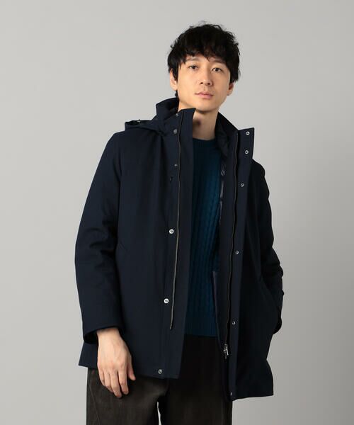 COMME CA MEN/コムサ・メン 【3WAY】ラミネート加工バーズアイ コート ネイビー M COMME CA MEN/コムサ・メン 【3WAY】ラミネート加工バーズアイ コート ネイビー M