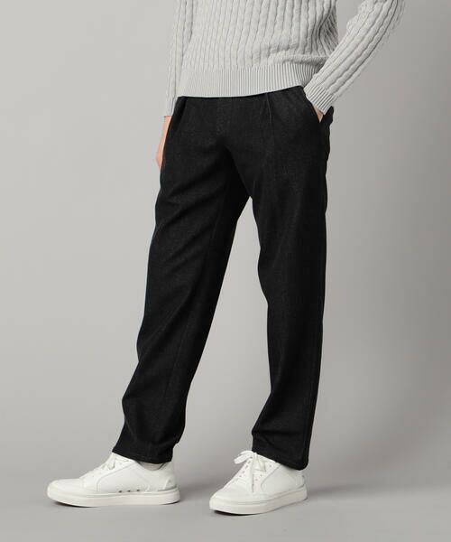 COMME CA MEN / コムサ・メン その他パンツ | 尾州産裏起毛 2WAYストレッチ タックパンツ(ブラック)