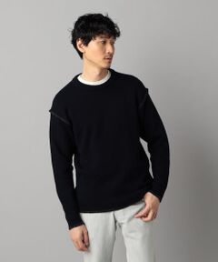 COMME CA MEN / コムサ・メン ニット・セーター | ブランケットステッチ クルーネックニット