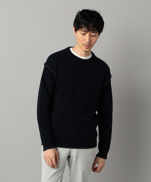 COMME CA MEN / コムサ・メン ニット・セーター | ブランケットステッチ クルーネックニット | 詳細8