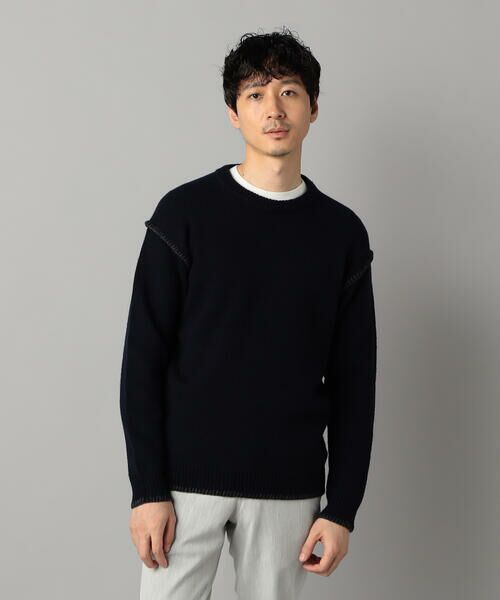 COMME CA MEN / コムサ・メン ニット・セーター | ブランケットステッチ クルーネックニット | 詳細9