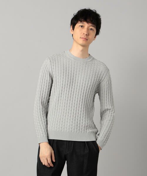 COMME CA MEN / コムサ・メン ニット・セーター | リンクスジャカード クルーネックニット(ライトグレー)