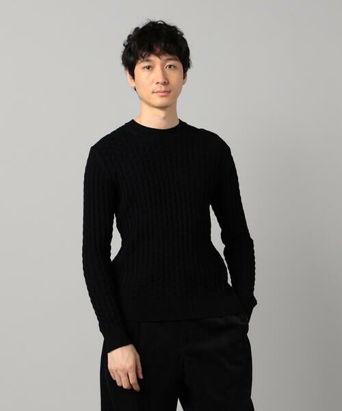 COMME CA MEN / コムサ・メン ニット・セーター | リンクスジャカード クルーネックニット(ブラック)