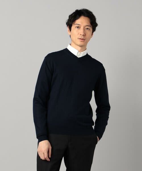 COMME CA MEN / コムサ・メン ニット・セーター | 「FILIVIVI」天竺Vネックニット(ネイビー)