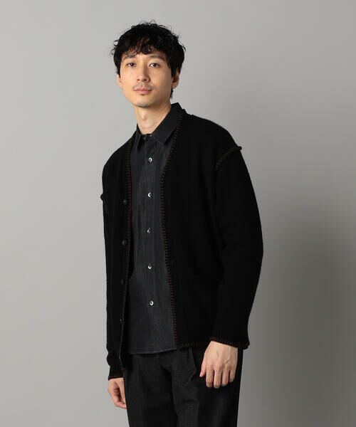 COMME CA MEN / コムサ・メン カーディガン・ボレロ | ブランケットステッチ カーディガン(ブラック)