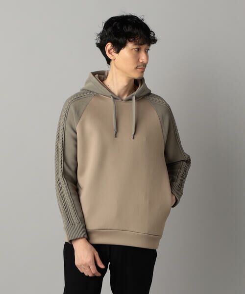 COMME CA MEN / コムサ・メン パーカー | ニットコンビ プルオーバーパーカ(モカベージュ)