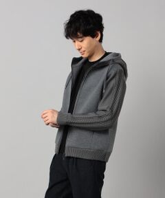 COMME CA MEN / コムサ・メン パーカー | ニットコンビ ジップアップパーカ