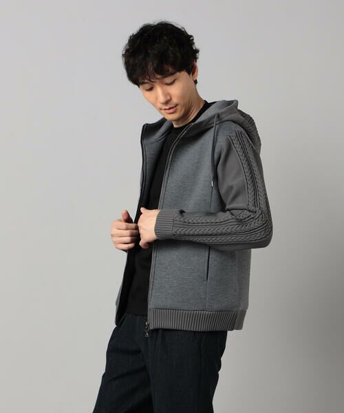 COMME CA MEN / コムサ・メン パーカー | ニットコンビ ジップアップパーカ | 詳細9