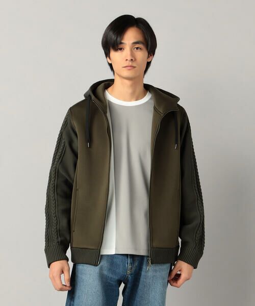 COMME CA MEN / コムサ・メン パーカー | ニットコンビ ジップアップパーカ（カーキ）