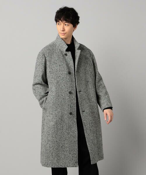 COMME CA MEN / コムサ・メン その他アウター | 尾州産 ツィード スタンドチェスターコート(チャコールグレー)