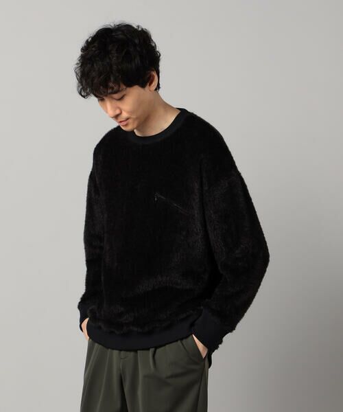 COMME CA MEN/コムサ・メン ヘアリーシャギー プルオーバー ブラック M COMME CA MEN/コムサ・メン ヘアリーシャギー プルオーバー ブラック M