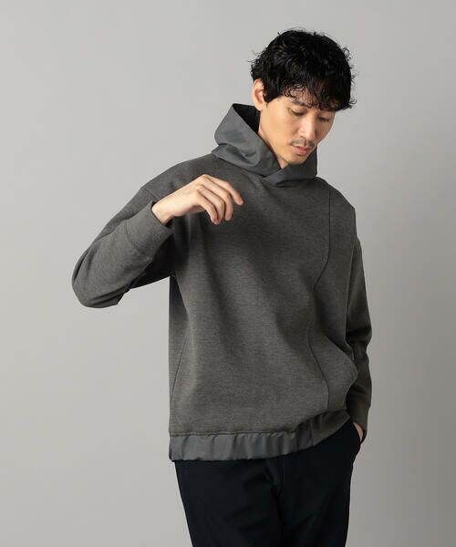 COMME CA MEN / コムサ・メン パーカー | ナイロンコンビ フーディー(チャコールグレー)