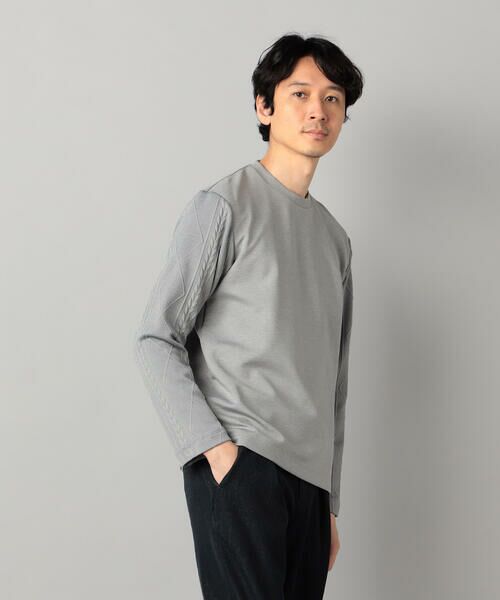 COMME CA MEN / コムサ・メン スウェット | ダウンファブリック クルーネックプルオーバー(グレー)