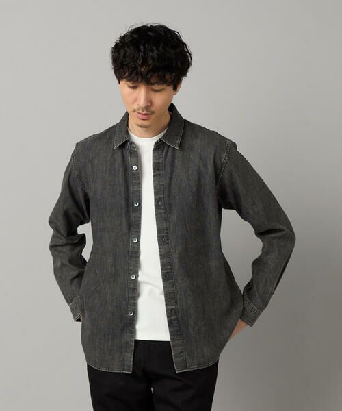COMME CA MEN / コムサ・メン シャツ・ブラウス | エイジング加工デニム レギュラーカラーシャツ | 詳細5