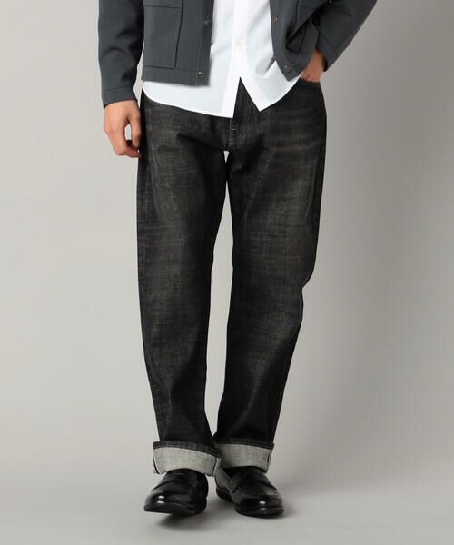 COMME CA MEN / コムサ・メン デニムパンツ | エイジング加工 セルビッチデニムパンツ（ブラック）
