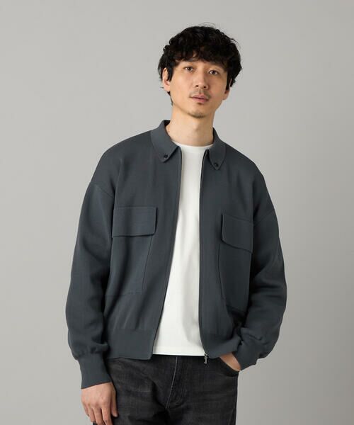 COMME CA MEN / コムサ・メン カーディガン・ボレロ | オーバーサイズ ニットブルゾン（グレー）