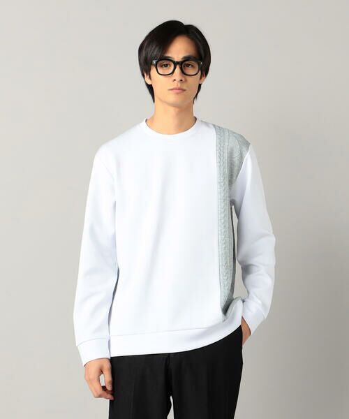 COMME CA MEN / コムサ・メン カットソー | 柄切り替えデザイン ロングスリーブ（ホワイト）