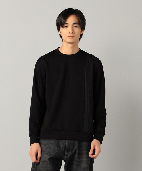 COMME CA MEN / コムサ・メン カットソー | 柄切り替えデザイン ロングスリーブ（ブラック）